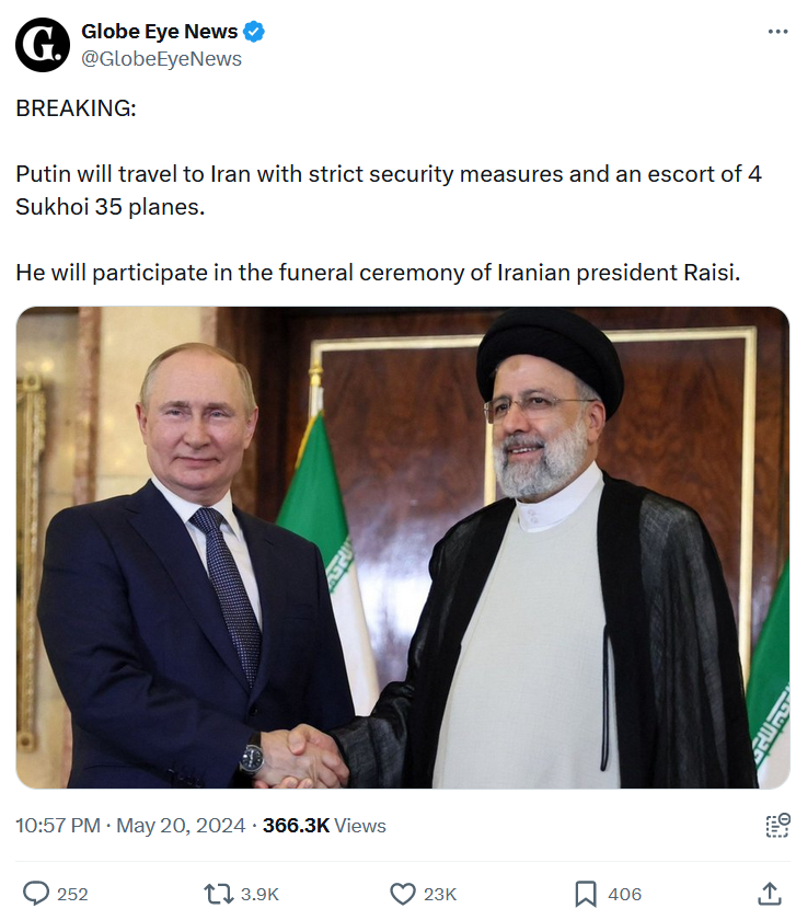 توییت پوتین رییسی