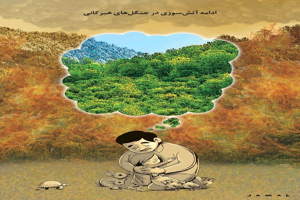 آتش‌سوزی جنگل‌های هیرکانی/ کاریکاتور جمال رحمتی