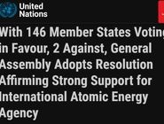 آمریکا به قطعنامه حمایت از آژانس بین‌المللی انرژی هسته‌ای، رأی منفی داد