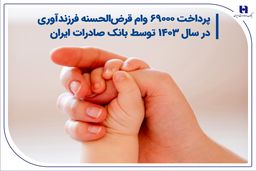 پرداخت 69000 وام قرض‌الحسنه فرزندآوری در سال 1403 توسط بانک صادرات ایران
